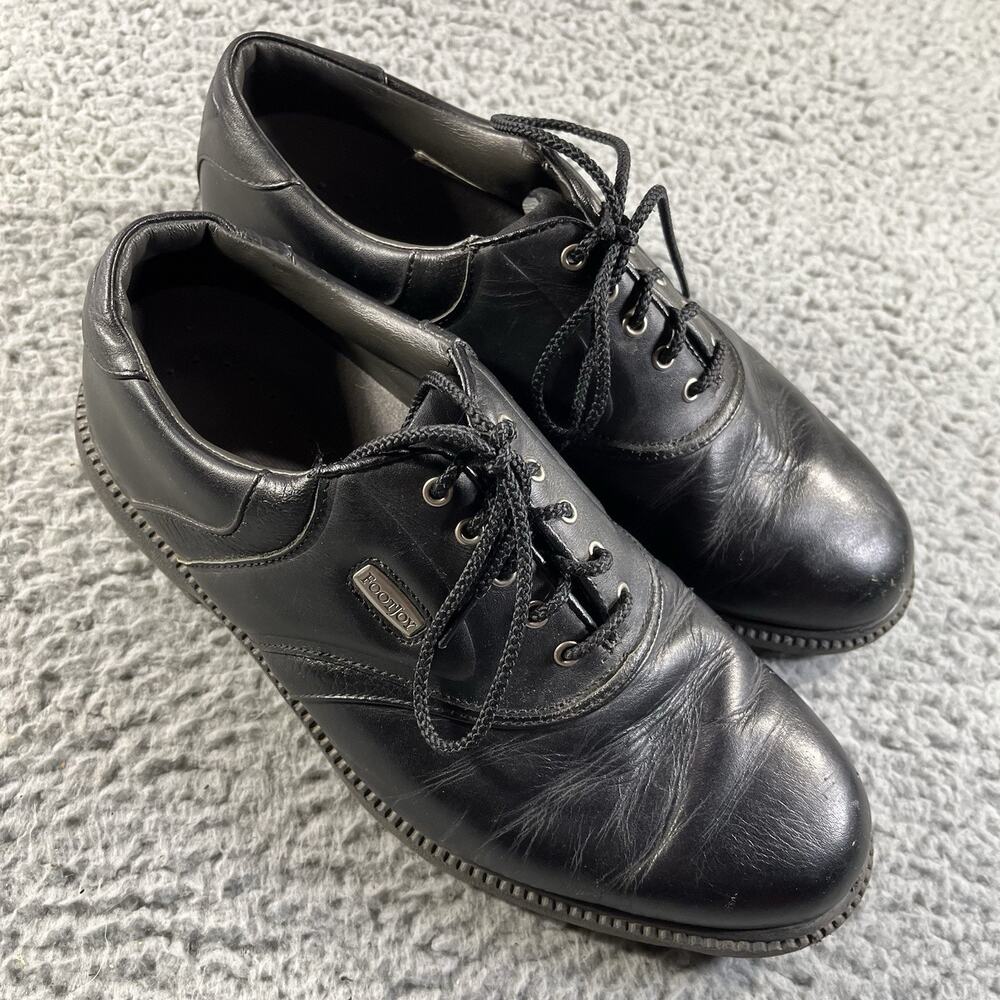 FootJoy SuperLites Black Leather Spiked Golf Shoes 58064 Men’s Size 9.5 Wide